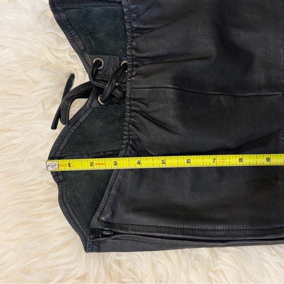 Vintage Berman Black Leather Lace Up Corset Top M/L Y2K Grunge Gorpcore Biker - Picture 5 of 6